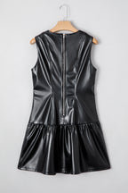 Ladies Black Faux Leather Mini Dress