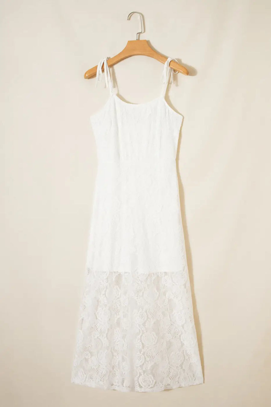 White lace overlay spaghetti strap maxi dress dresses