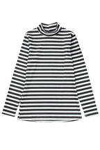Striped Textured Knit Long Sleeve Tee