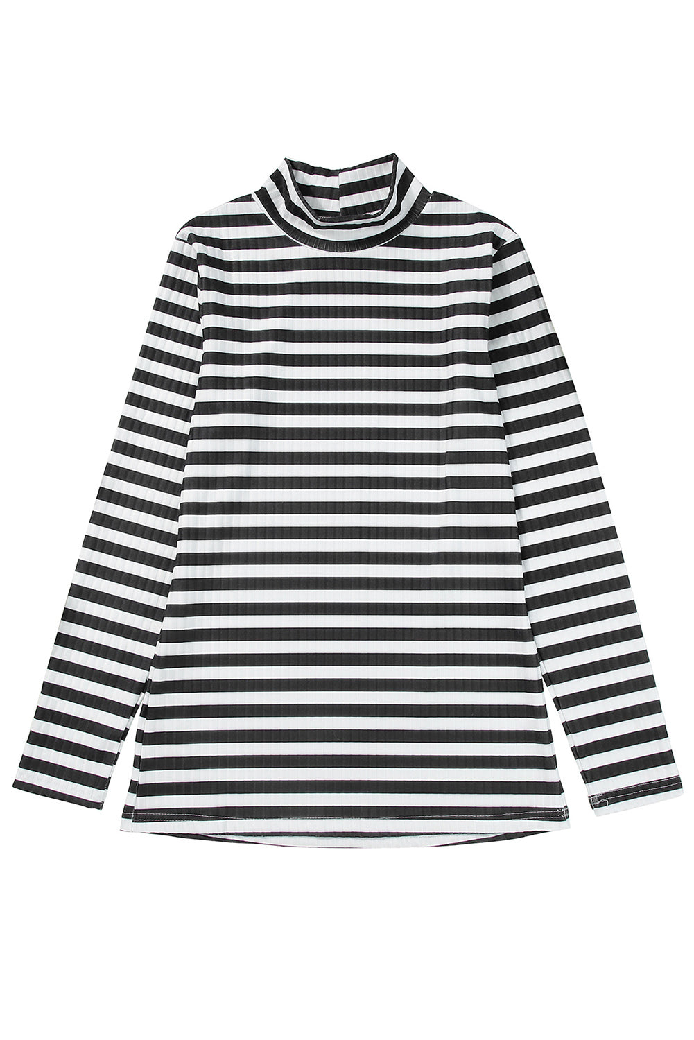 Striped Textured Knit Long Sleeve Tee