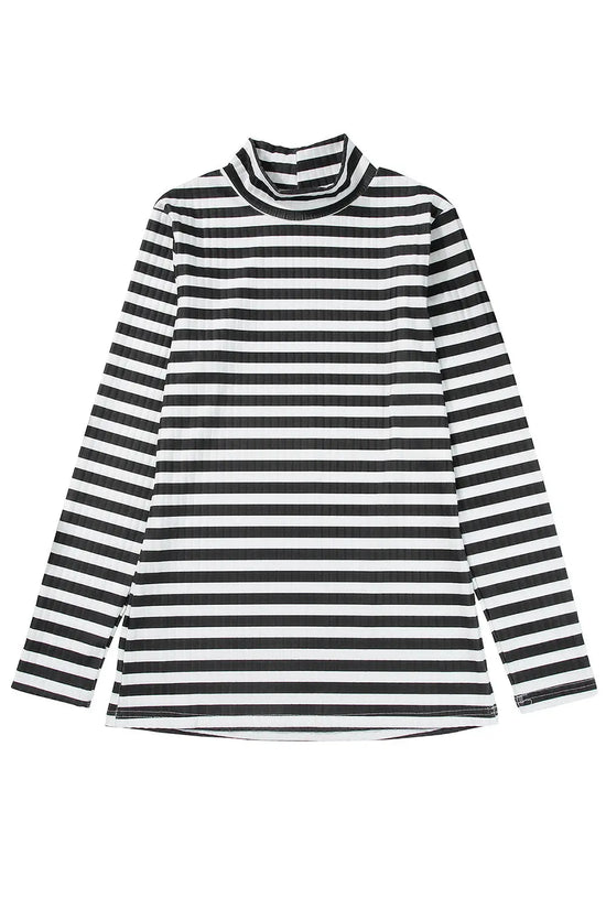 Striped textured knit long sleeve tee clothing tops