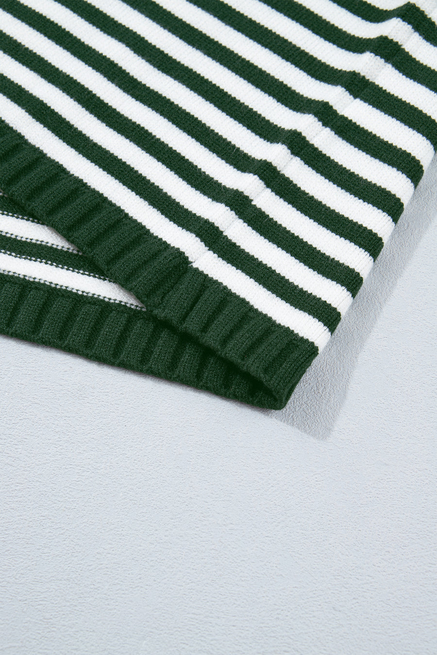 Stripe Drop Shoulder Button Placket Sweater