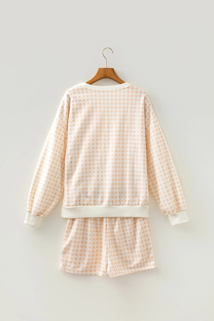 Yellow Plaid Baggy Pullover Drawstring Casual Shorts 2pcs Outfit