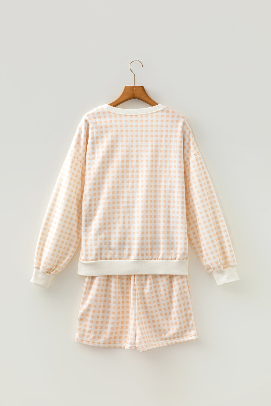 Yellow Plaid Baggy Pullover Drawstring Casual Shorts 2pcs Outfit