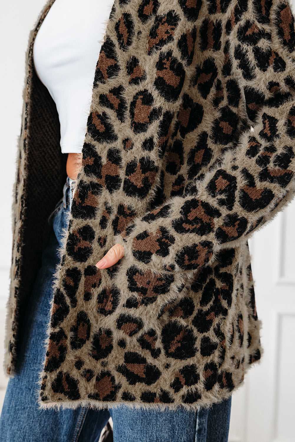 Brown Leopard Open Cardigan