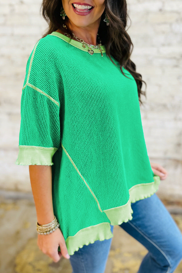 Twist Ribbed Asymmetric Hem Drop Shoulder Tee Women UK
