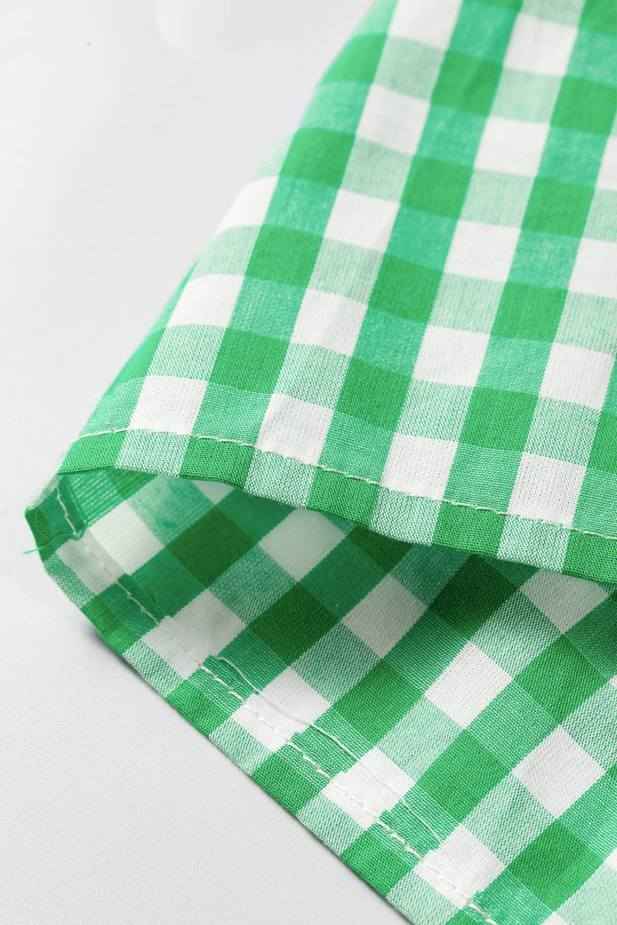 Gingham Plaid Bubble Sleeve Colourblock Blouse Women UK