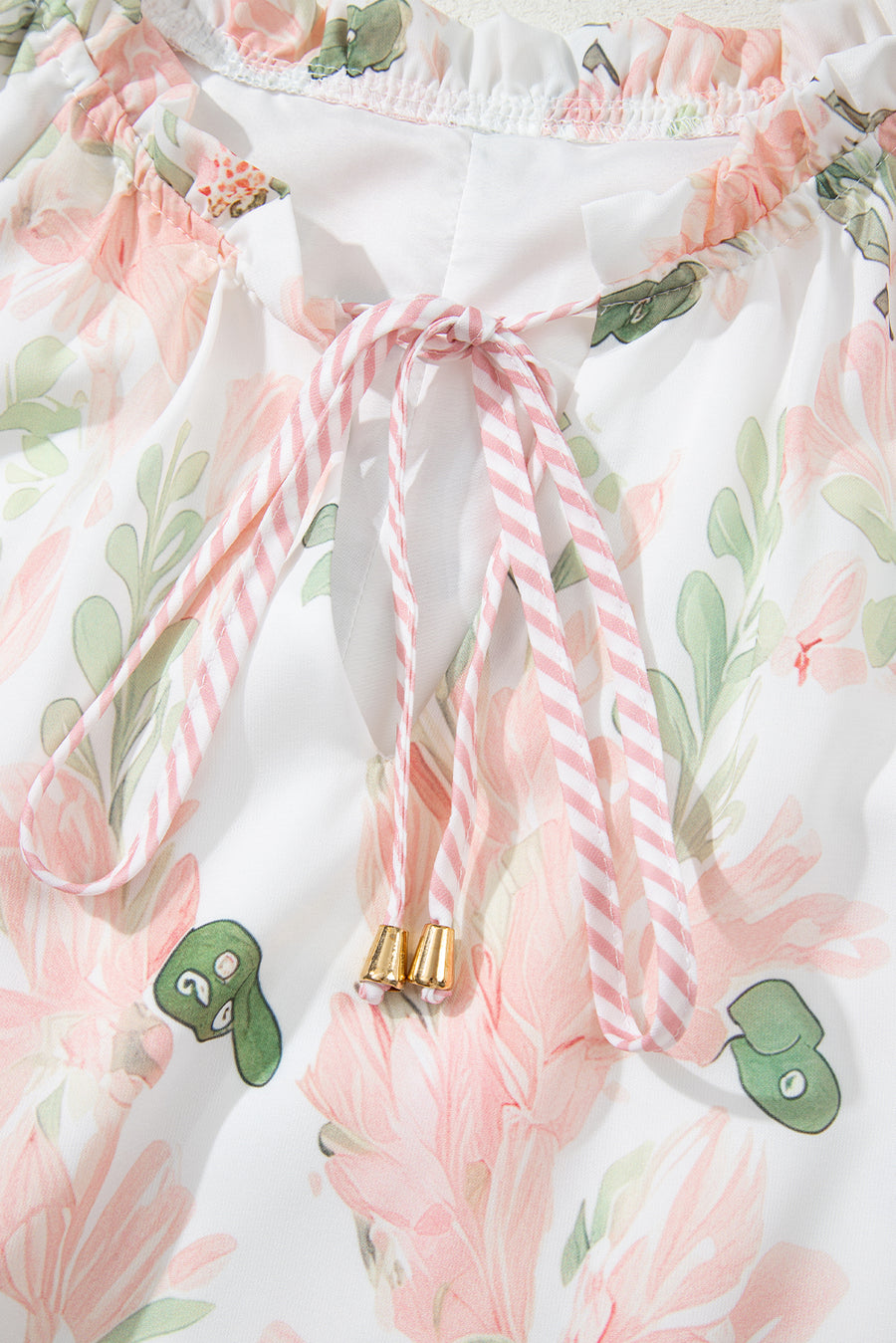 Pink Plus Size Floral Print Striped Detail Short Dress Women UK