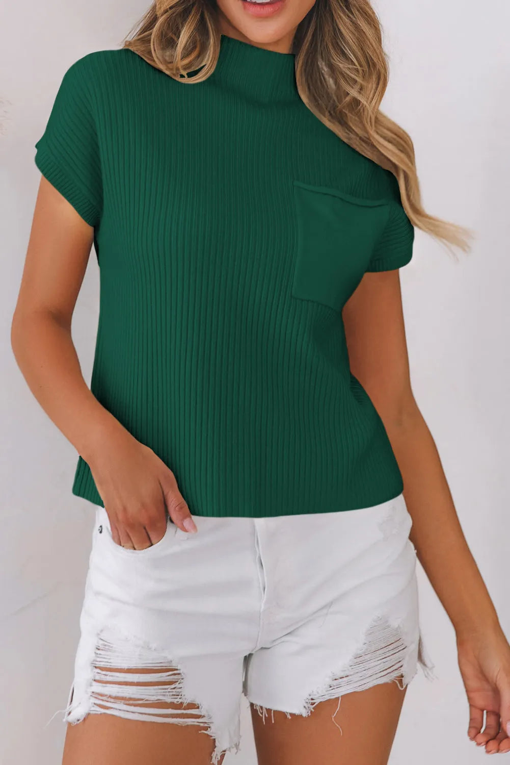 Ribbed Knit Short Sleeve Sweater – Soft & Stylish - Fashionfitz