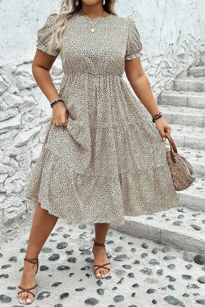Leopard Luxe Flared Dress - Midi Plus Size - Fashionfitz