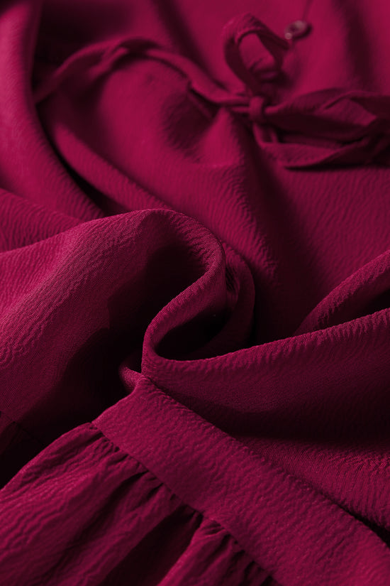 Burgundy Long Sleeve Tiered Maxi Dress