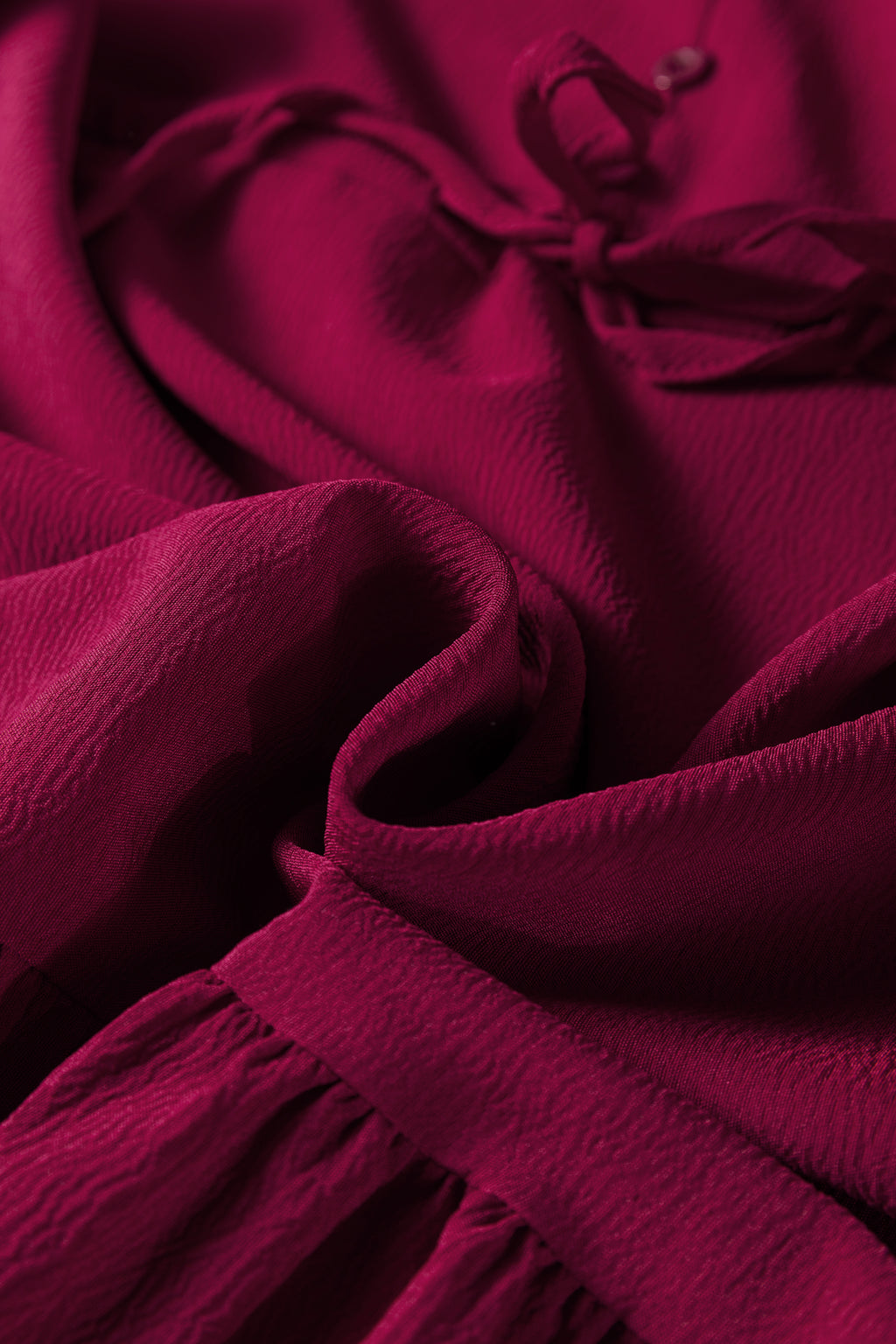 Burgundy Long Sleeve Tiered Maxi Dress