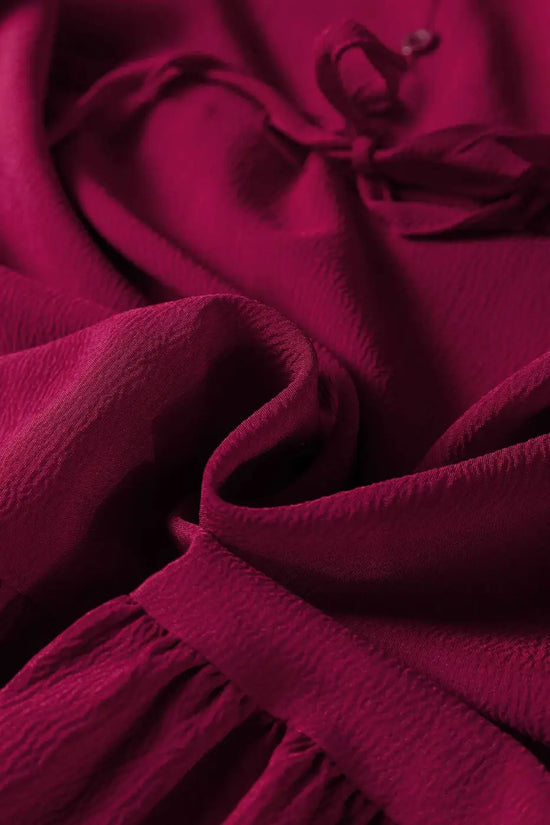 Burgundy Long Sleeve Tiered Maxi Dress