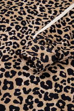 Leopard Print Waffle Knit Kangaroo Hoodie