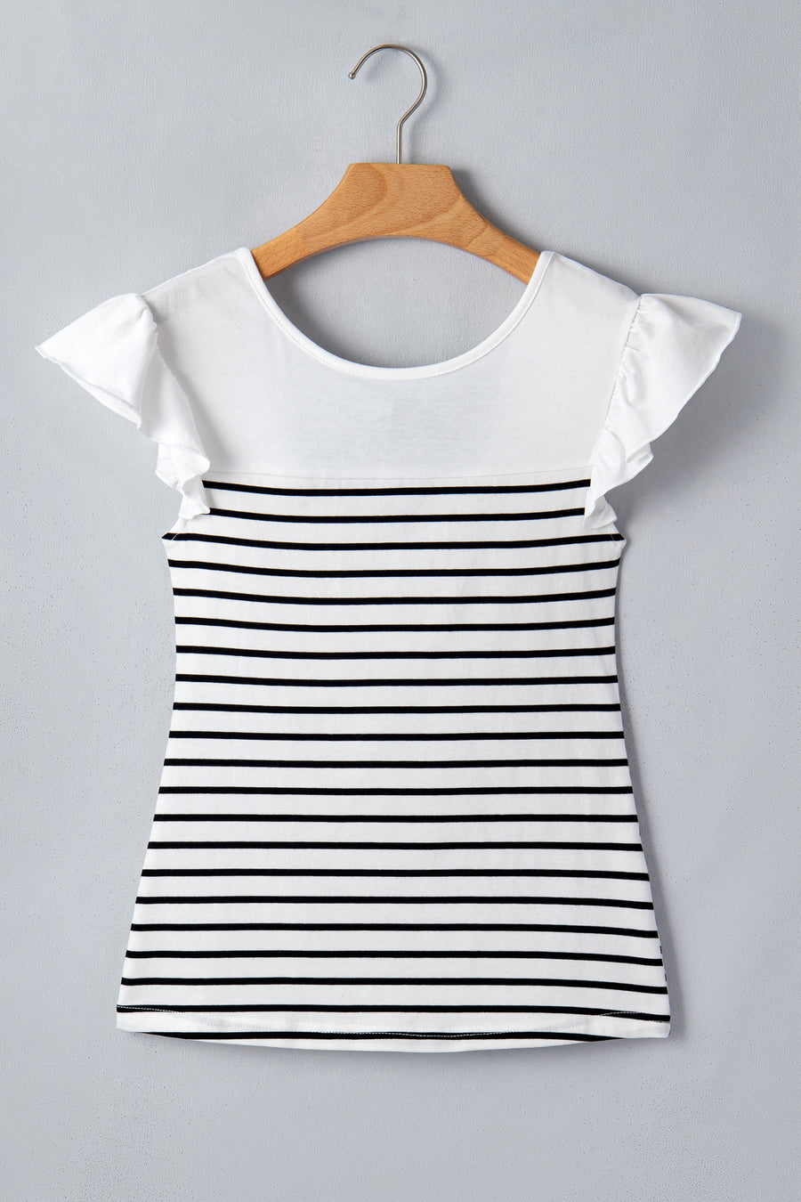 Stripe Contrast Knot Back Ruffle Trim Tank Top Women UK — second colourway | Fashionfitz UK