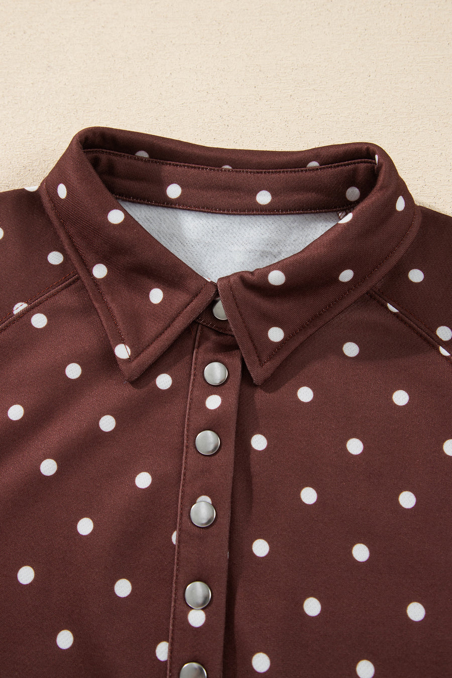 Pink Polka Dot Metal Button Collar Pullover Sweatshirt Women UK