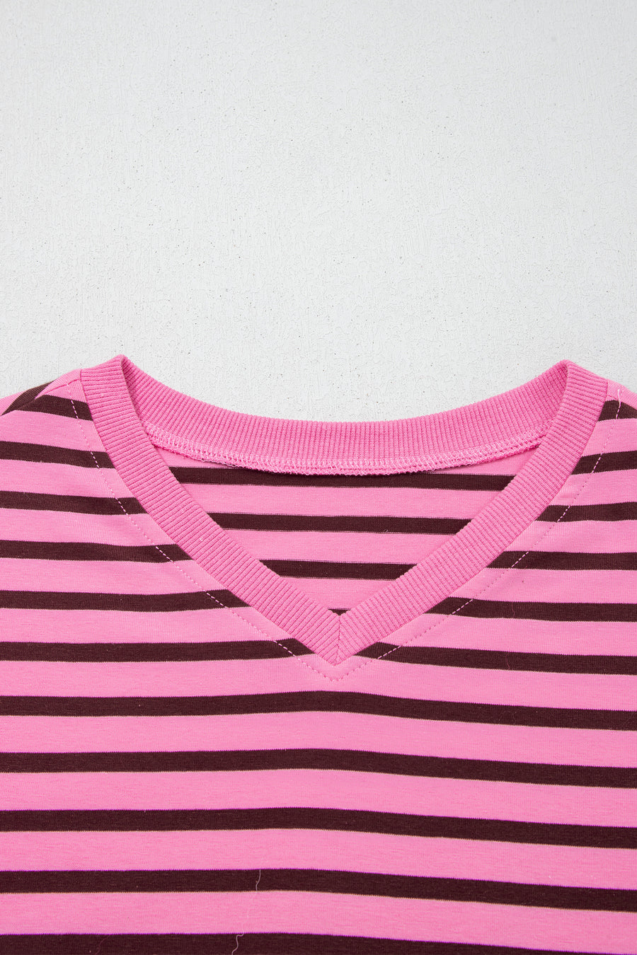 Pink Stripe V-Neck Drop Shoulder Long Sleeve Top Women UK