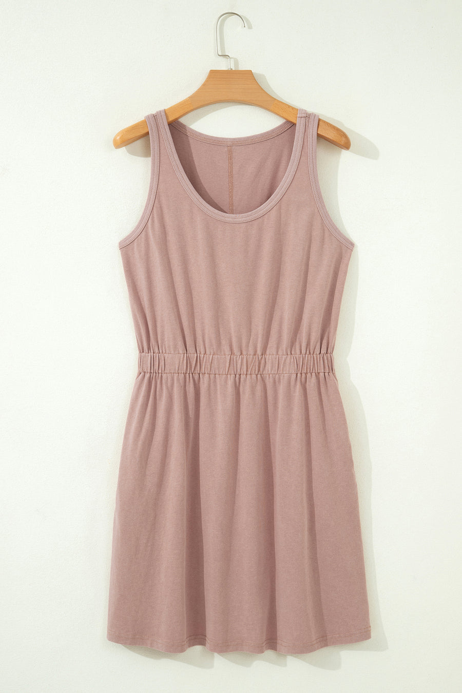 Smoke Gray Mineral Wash Sleeveless Mini Dress Women UK — close-up detail | Fashionfitz UK