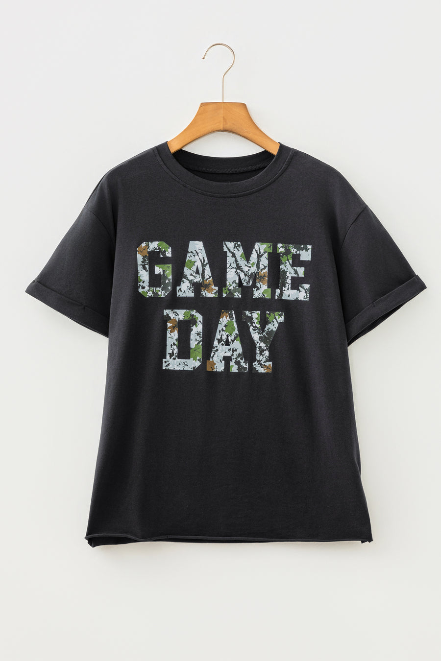 Black Camo Game Day Short Sleeve T-Shirt Women UK