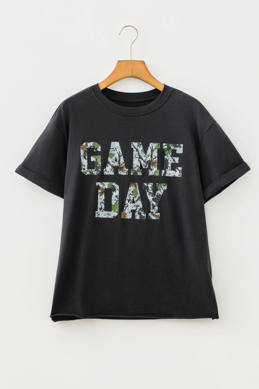 Black Camo Game Day Short Sleeve T-Shirt Women UK