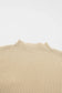 Oatmeal Patch Pocket Ribbed Knit Short Sleeve Sweater Dress