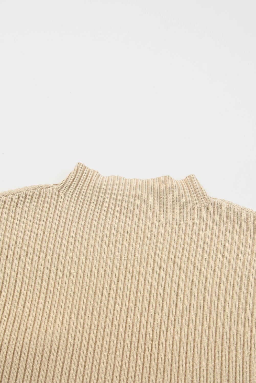 Cozy Oatmeal Sweater Dress – Soft Ribbed Knit with Pockets & Short Sleeves