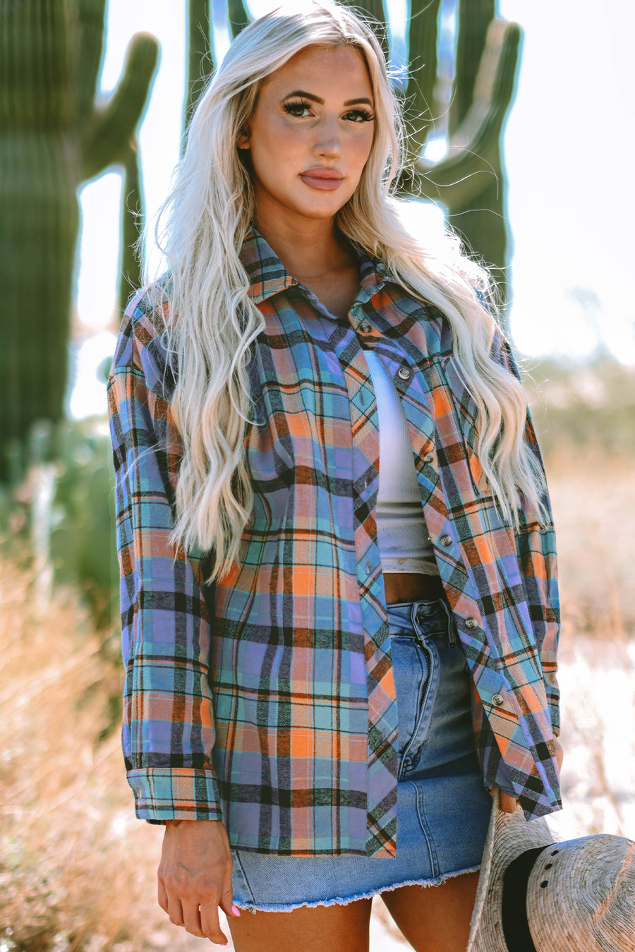 Plaid Print Loose Fit Cotton Shirt Women UK | Western