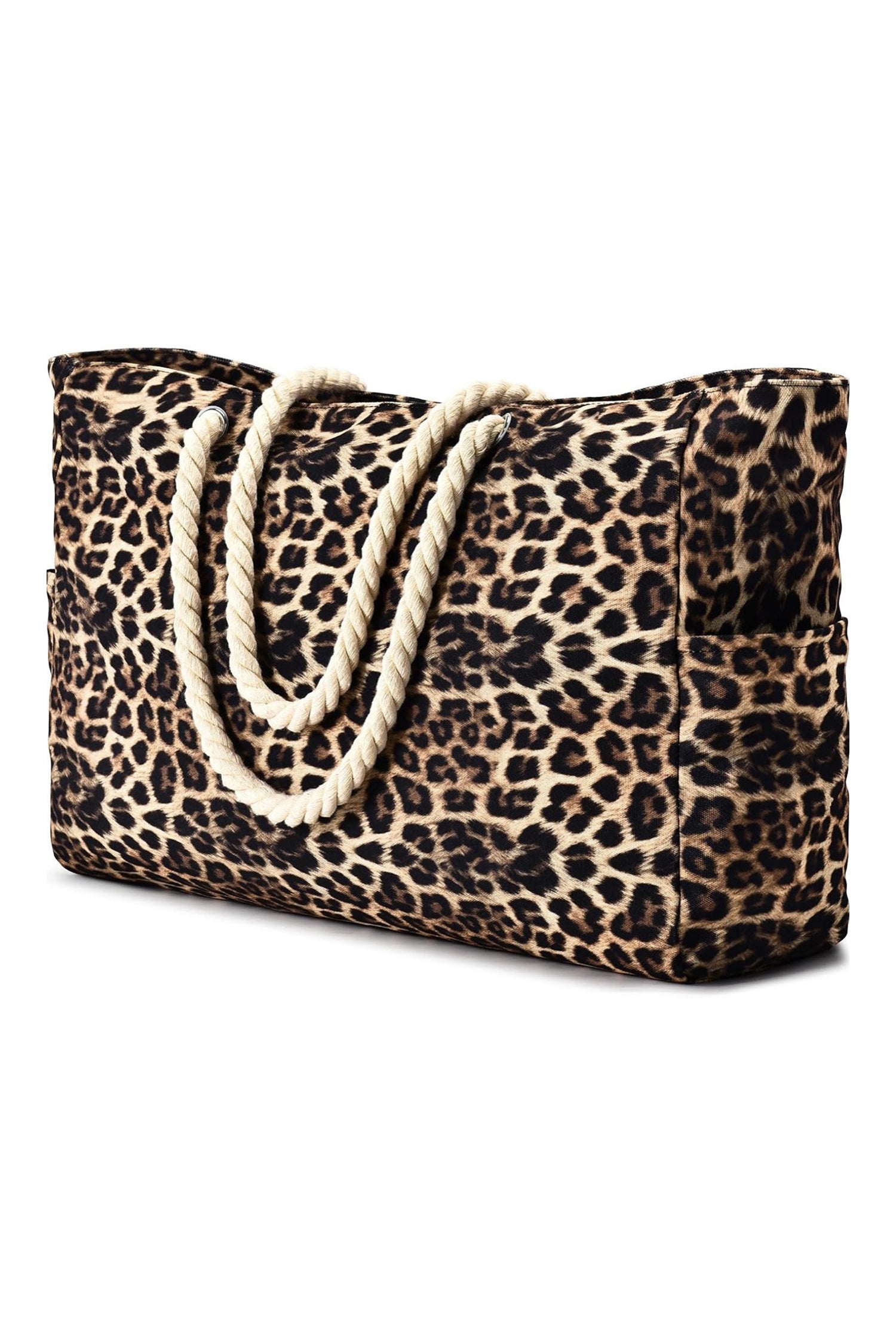 Leopard Print Rope Strap Large Tote Bag Women UK