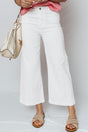 Pearl Embellished Wide Leg Ankle Length Jeans Women UK