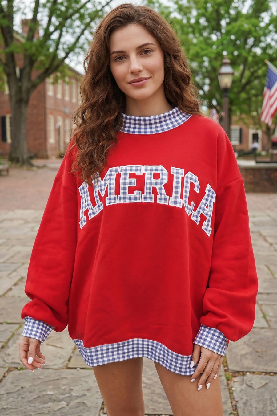 USA letter graphic baggy sweatshirt back view — Fashionfitz UK