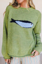 Fish Knit Oversized Round Neck Sweater