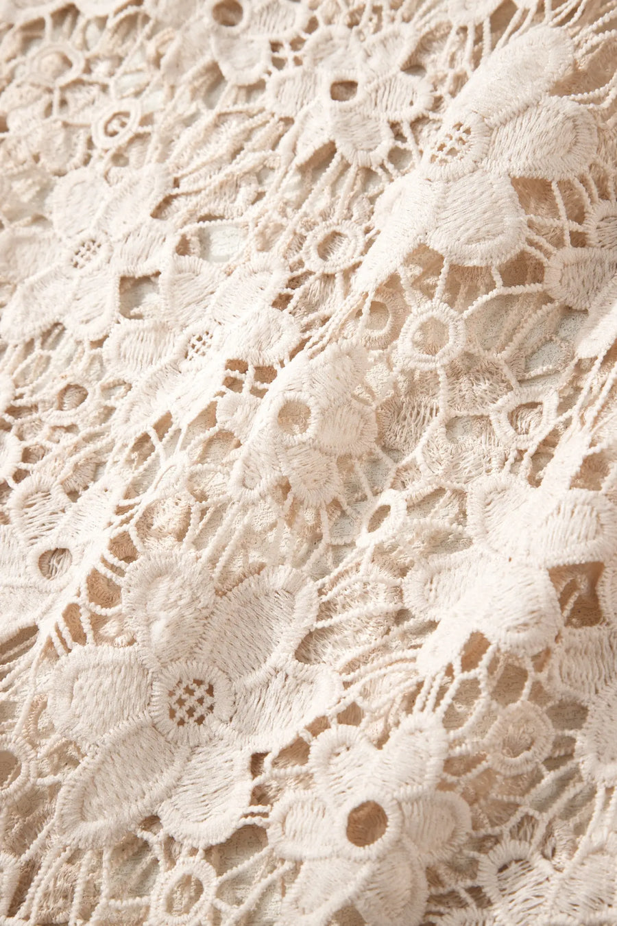 Beige Sheer Floral Lace Patchwork Loose Halter Maxi Dress Women UK