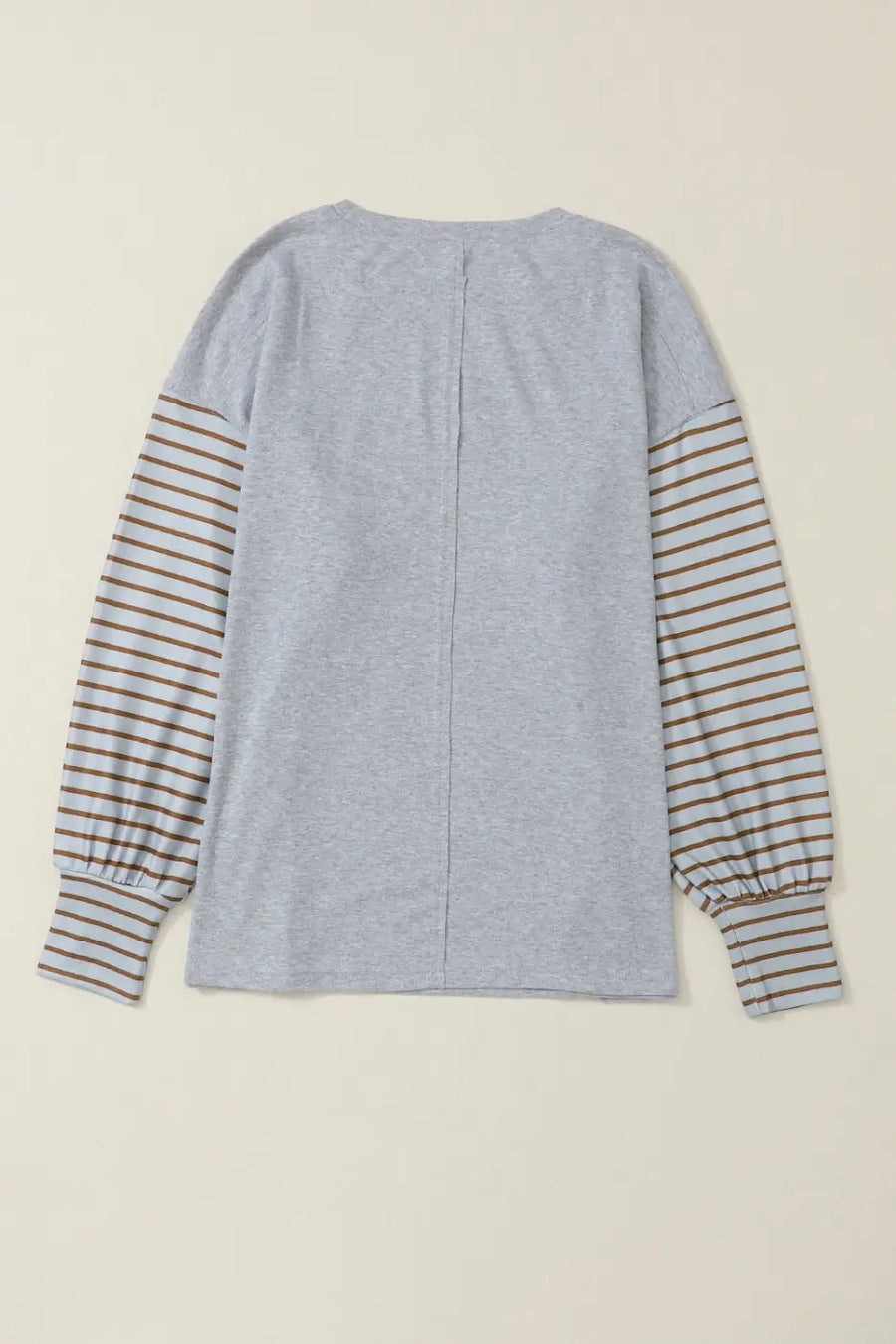 Green colorblock bishop sleeve top - striped casual chic