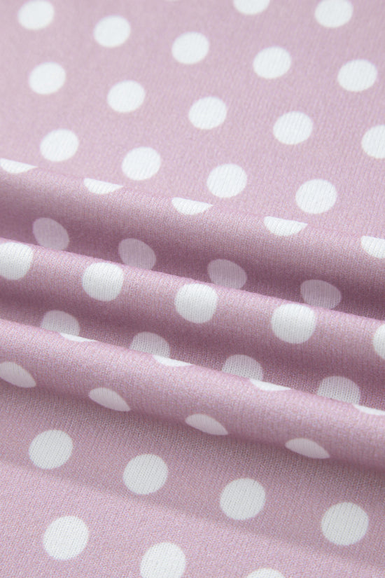 Polka Dot Print Round Neck Short Sleeve Top & Shorts Co-Ord Set