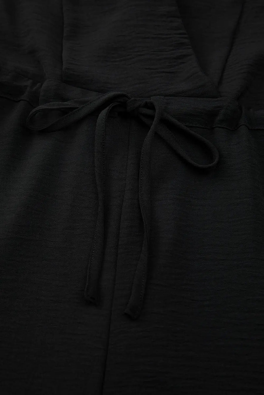 Black solid spaghetti strap wide leg high waist