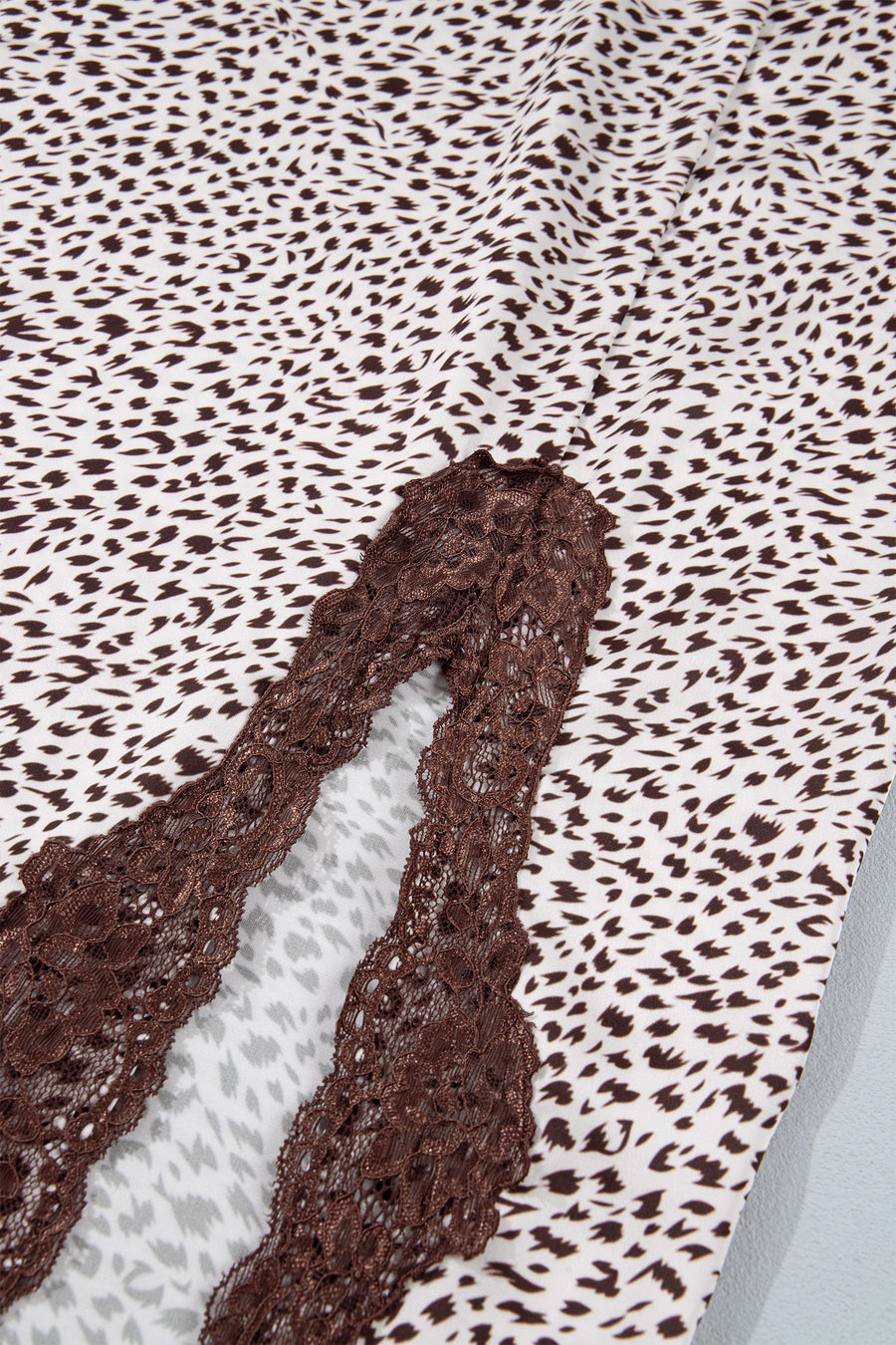Cheetah Print Lace Trim Split Maxi Skirt Western Women UK