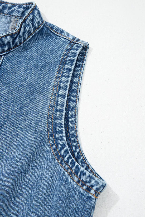 Western belt sleeveless denim dress dresses
