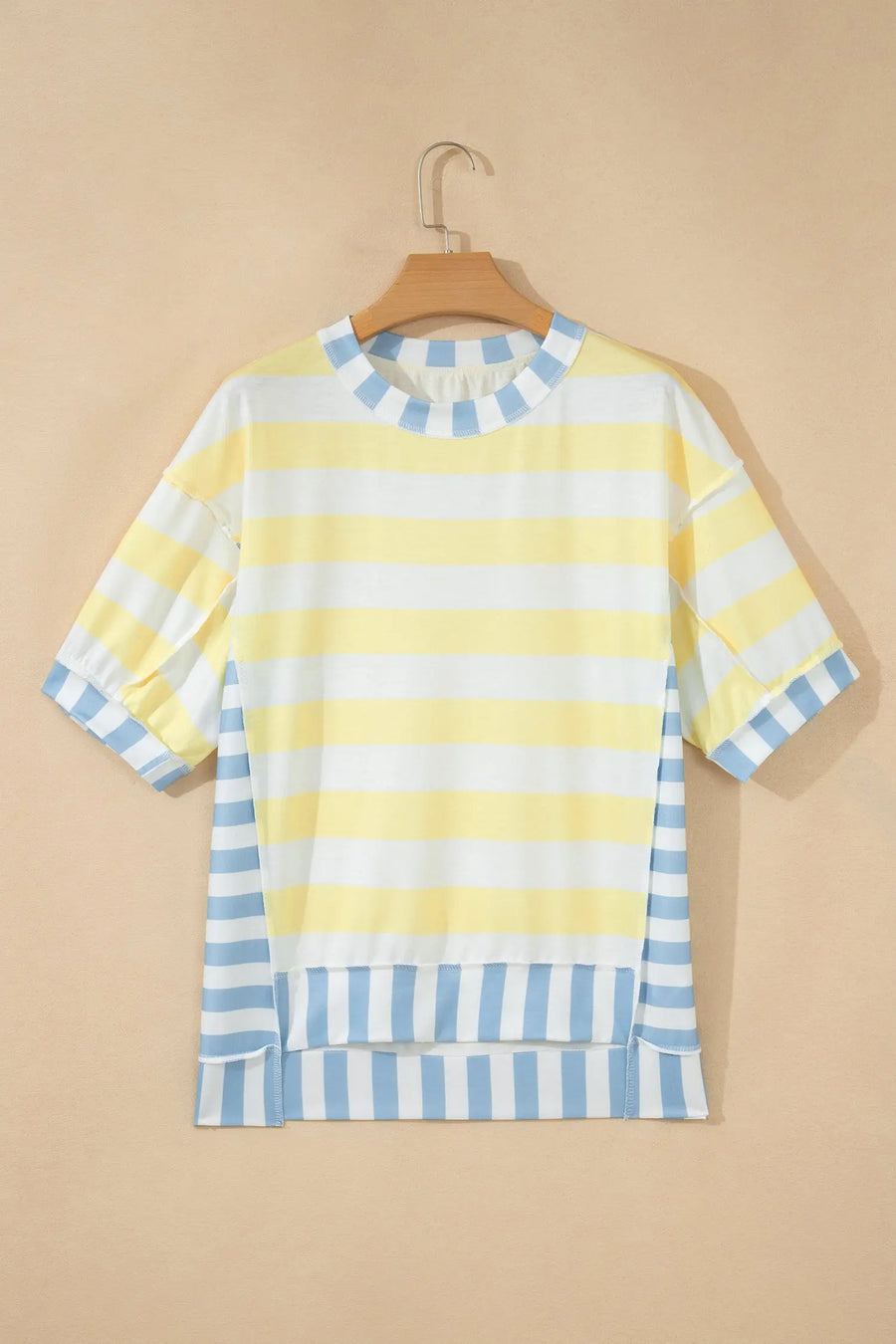 Stripe Exposed Seam Contrast Oversized Top Women UK