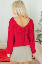 Festive Bow‑Back Backless Jumper