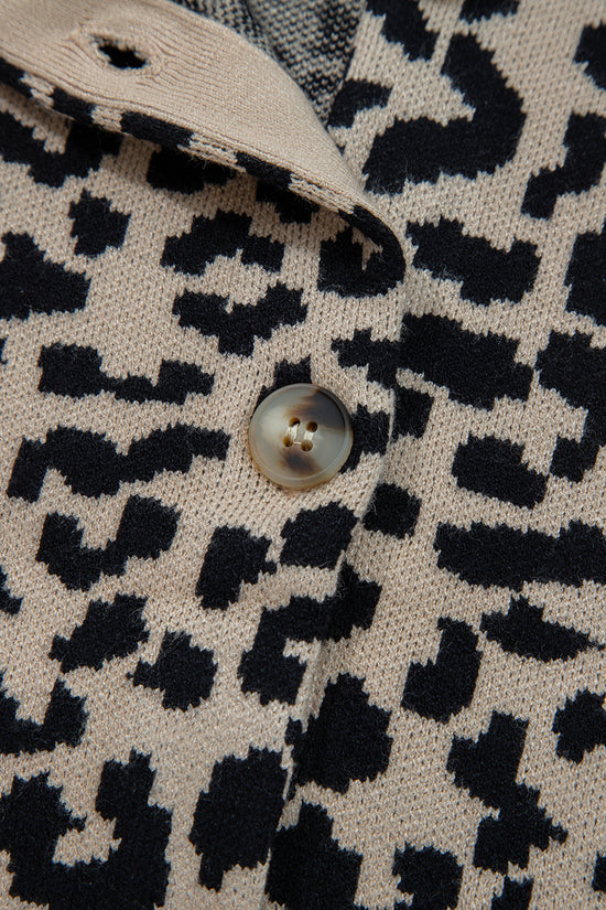 Oversized Chunky Knit Leopard Cardigan