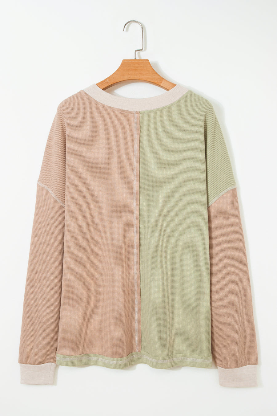 Mixed Texture Colorblock Patchwork V Neck Plus Size Top UK