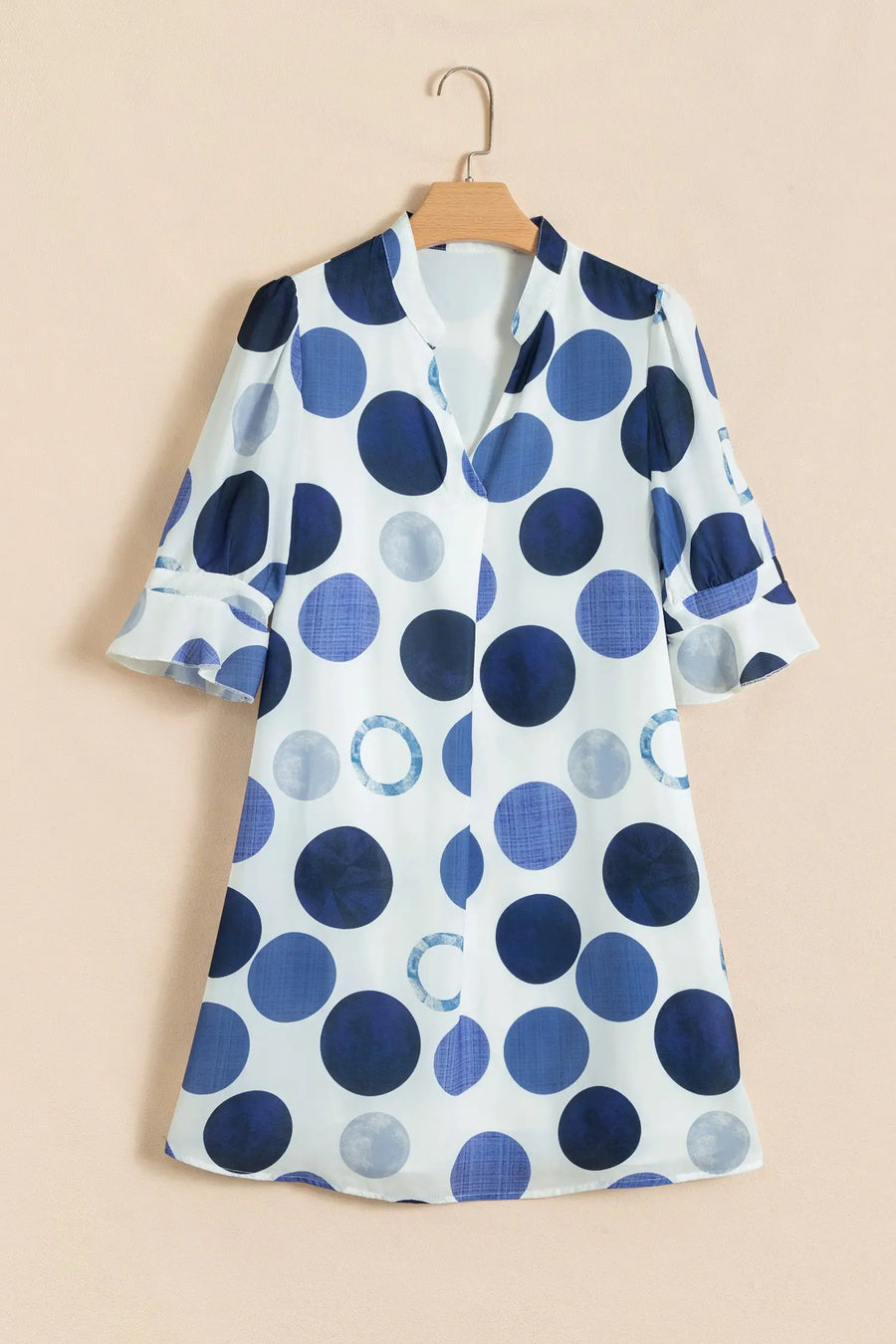 Polka Dot Flounced Half Sleeve Mini Dress Women UK