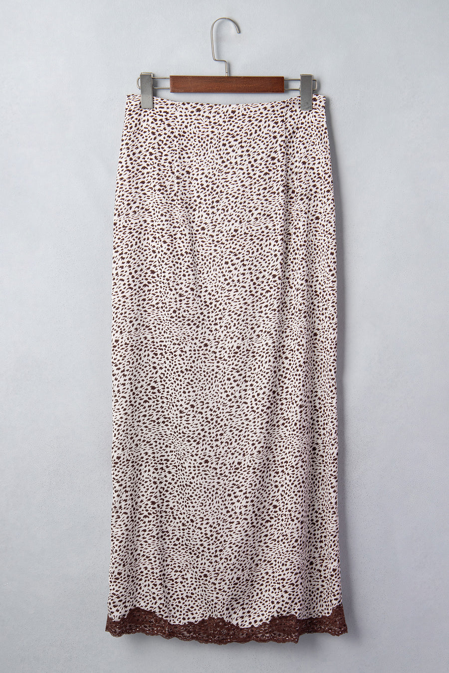 Cheetah Print Lace Trim Split Maxi Skirt Western Women UK