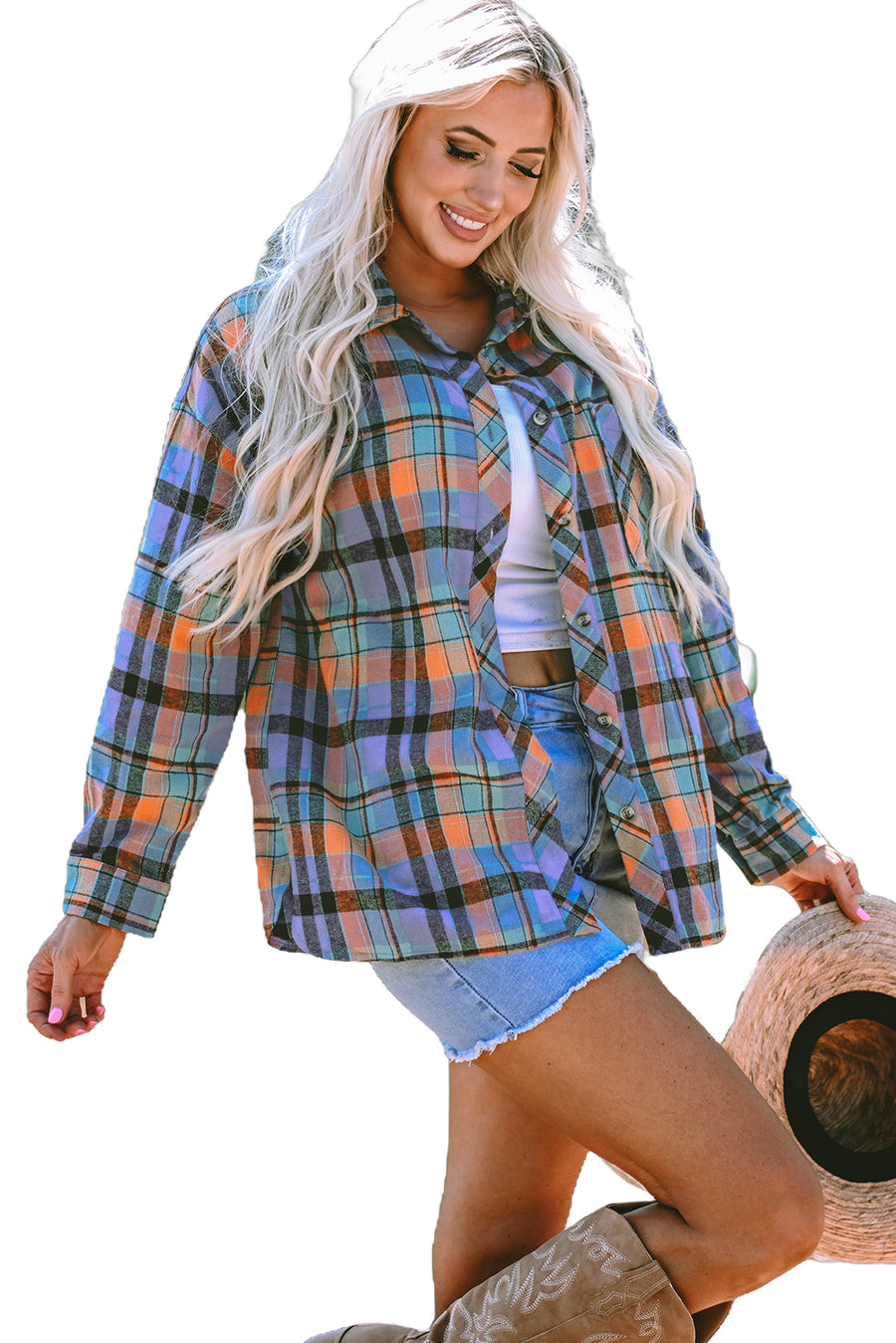Plaid Print Loose Fit Cotton Shirt Women UK | Western