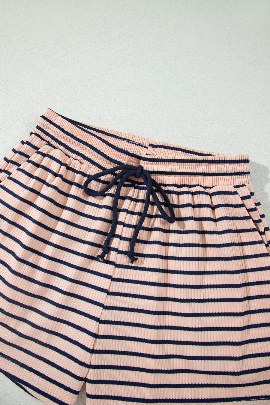 Stripe Colour Block Ribbed Knit Shorts Set