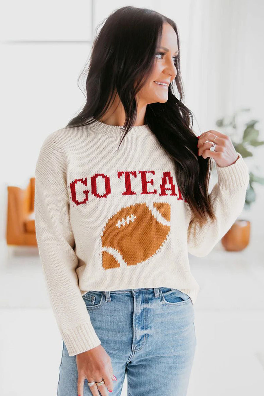 Go Team Football Drop Shoulder Knit Sweater Women UK