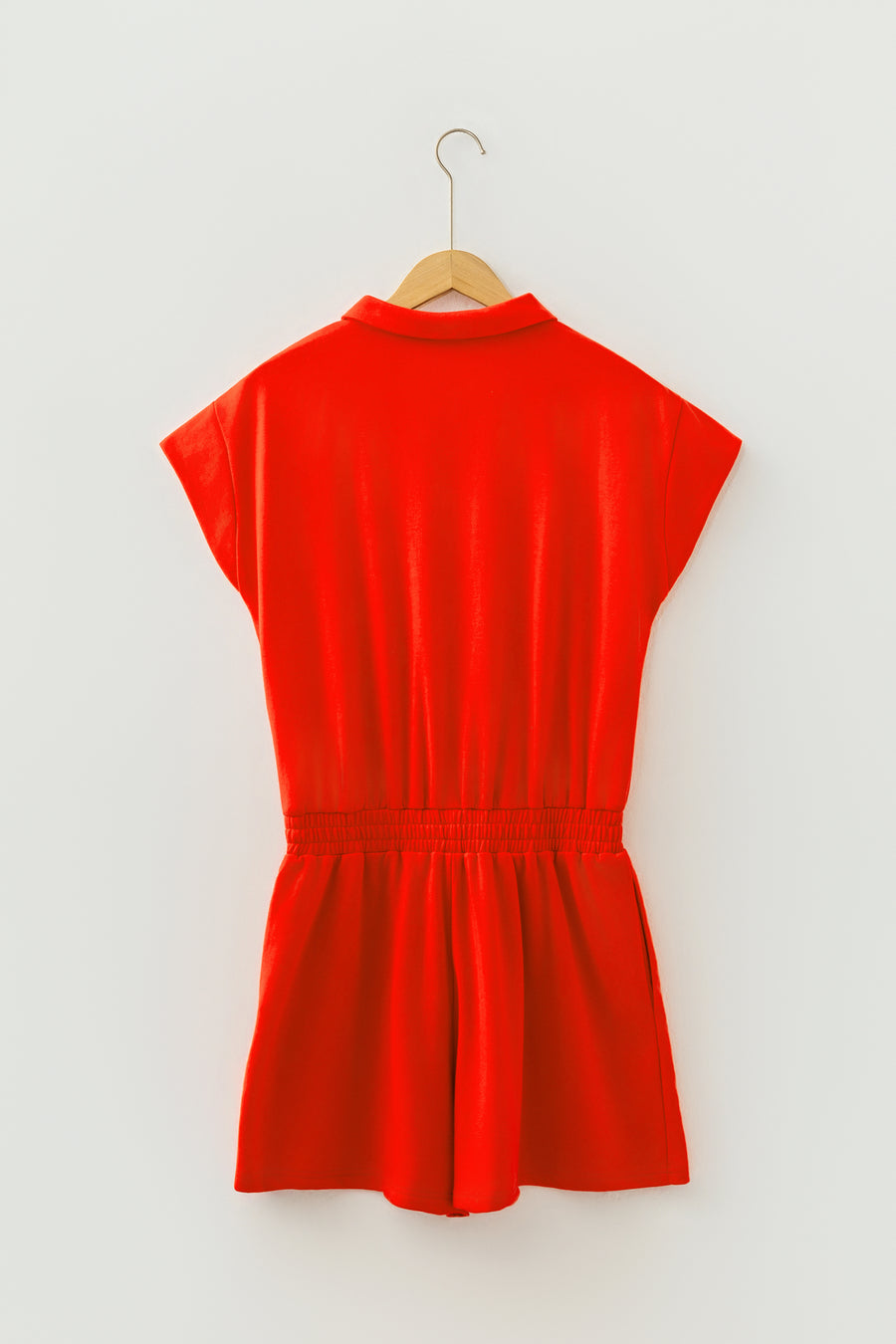 Half Zip Polo Elastic Waist Romper Women UK