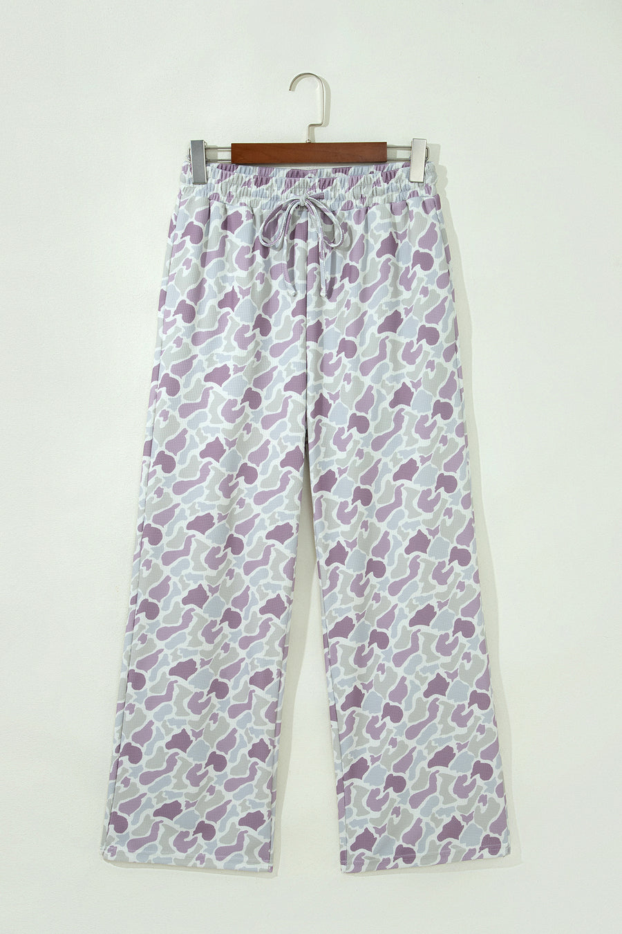 Camo Print Drawstring Waist Loose Fit Trousers