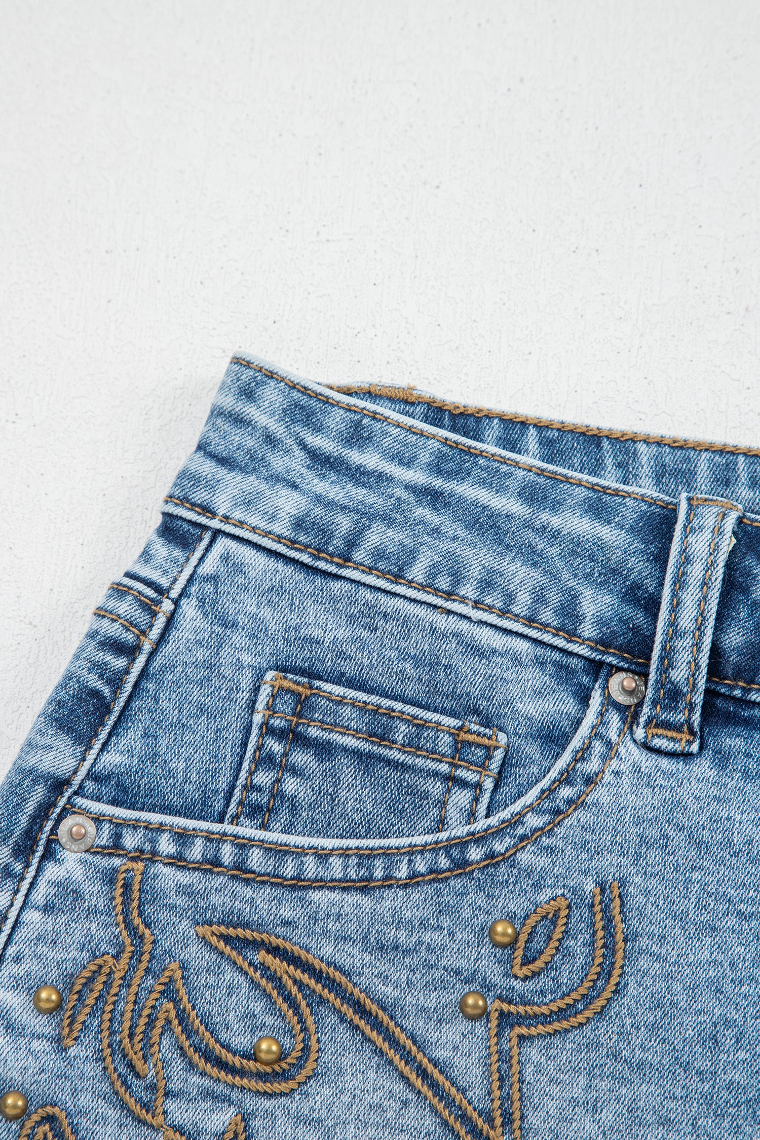 Western Embroidery Stud Denim Shorts Women UK