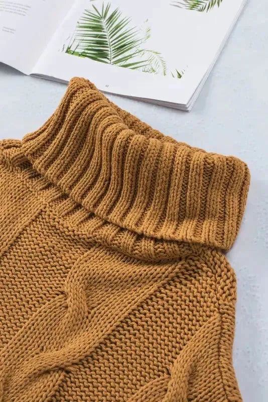 Cable Knit Handmade Turtleneck Sweater - Fashionfitz